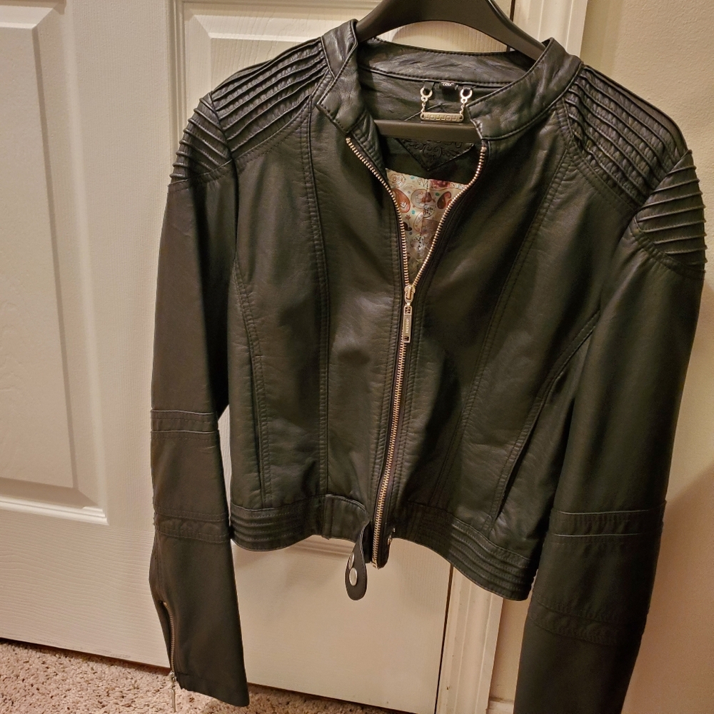 Jou Jou brand Black Moto style Faux Leather Jacket